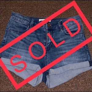 High Rise super stretch shortie jean shorts